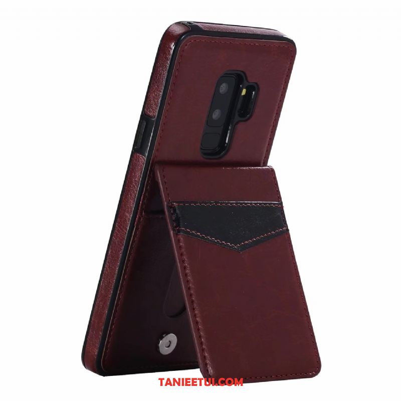 Etui Samsung Galaxy S9+ Wspornik Karta Czerwony, Futerał Samsung Galaxy S9+ Gwiazda Telefon Komórkowy Skórzany Futerał