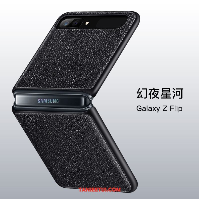 Etui Samsung Z Flip Prawdziwa Skóra Telefon Komórkowy Silikonowe, Futerał Samsung Z Flip Skóra Bydlęca Czerwony Skórzany