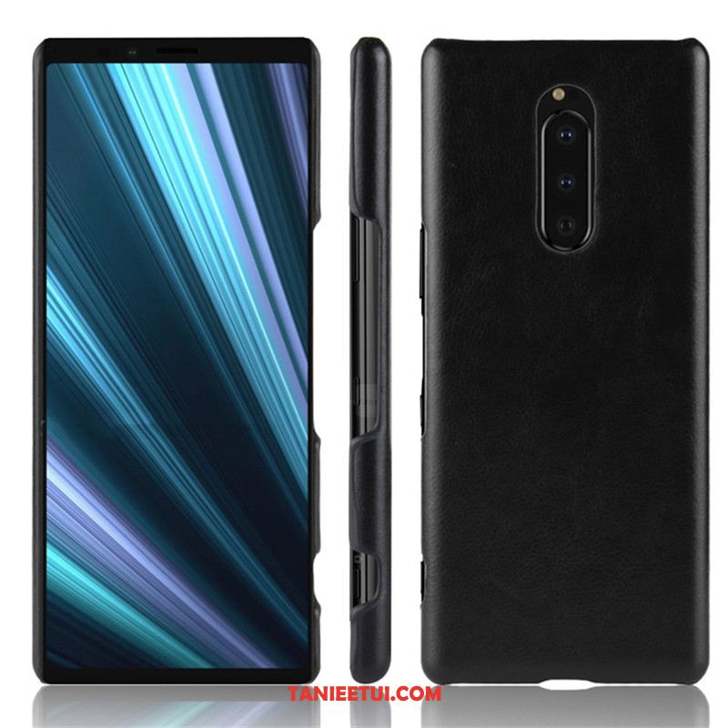 Etui Sony Xperia 1 Czarny Skóra Telefon Komórkowy, Futerał Sony Xperia 1 Litchi Ochraniacz Torby