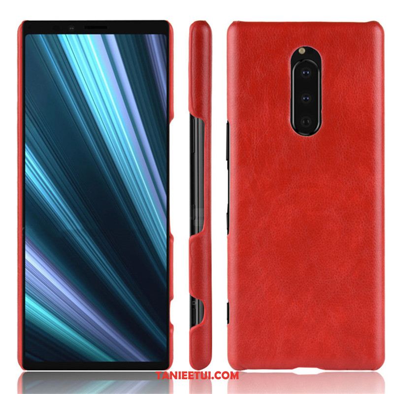 Etui Sony Xperia 1 Czarny Skóra Telefon Komórkowy, Futerał Sony Xperia 1 Litchi Ochraniacz Torby