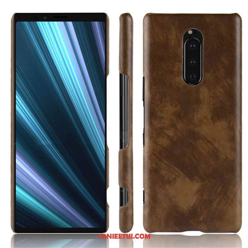 Etui Sony Xperia 1 Czarny Skóra Telefon Komórkowy, Futerał Sony Xperia 1 Litchi Ochraniacz Torby