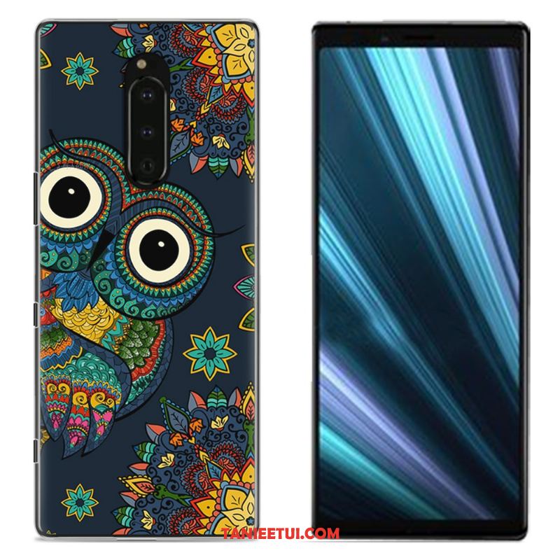 Etui Sony Xperia 1 Niebieski Kolor Płótno, Futerał Sony Xperia 1 Telefon Komórkowy Ochraniacz