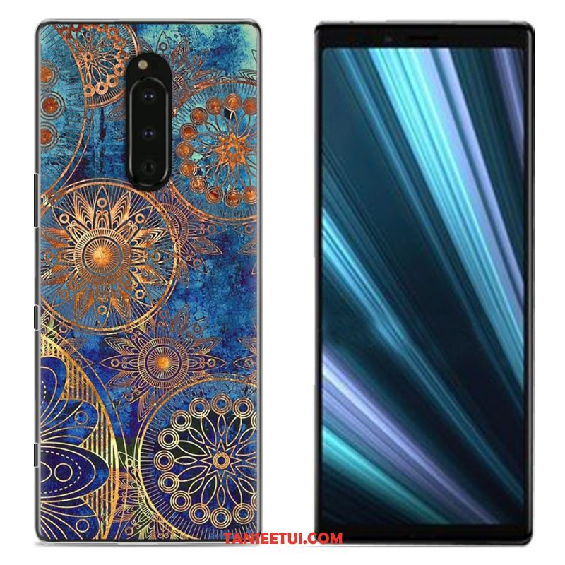 Etui Sony Xperia 1 Niebieski Kolor Płótno, Futerał Sony Xperia 1 Telefon Komórkowy Ochraniacz