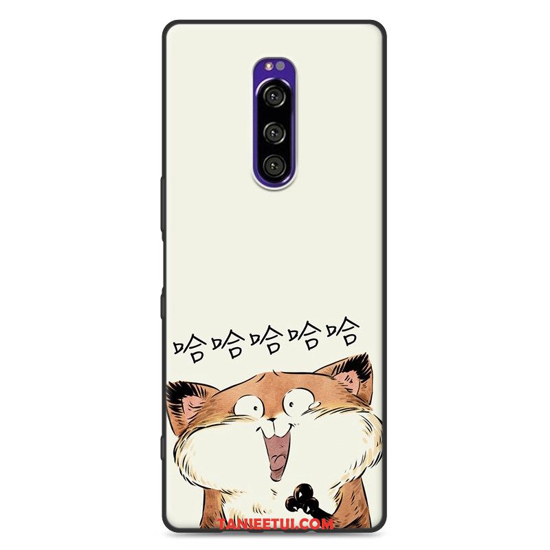 Etui Sony Xperia 1 Nubuku Telefon Komórkowy Czarny, Pokrowce Sony Xperia 1 Piękny Biały Kreskówka