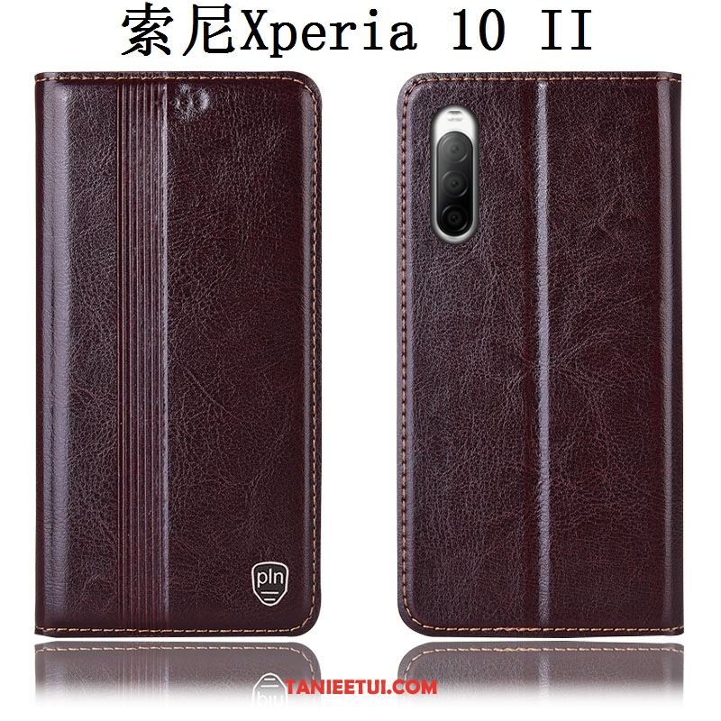 Etui Sony Xperia 10 Ii All Inclusive Prawdziwa Skóra Czarny, Obudowa Sony Xperia 10 Ii Ochraniacz Anti-fall Telefon Komórkowy