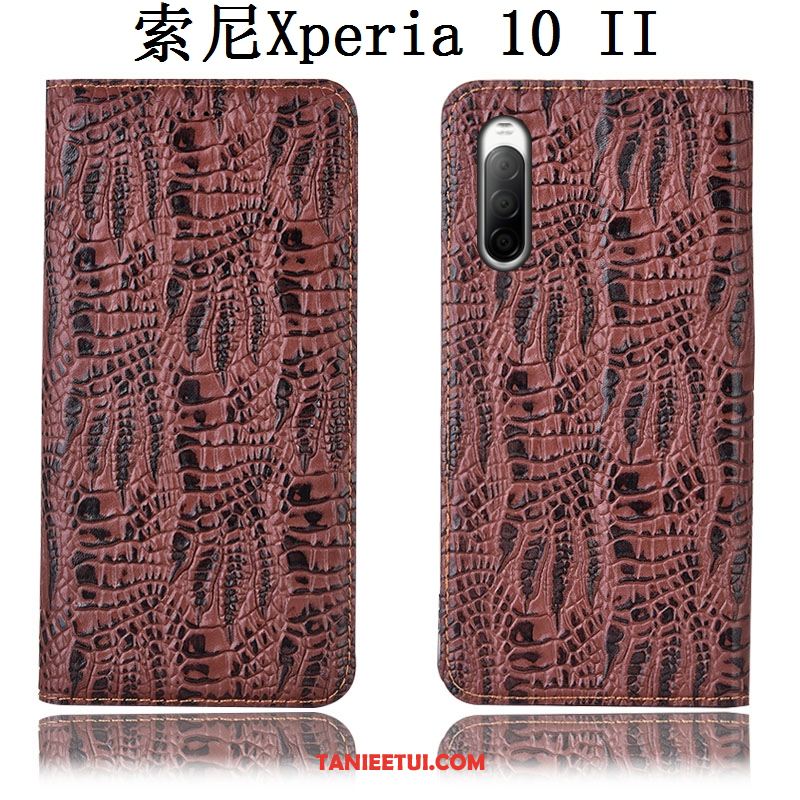 Etui Sony Xperia 10 Ii Anti-fall Ochraniacz Prawdziwa Skóra, Pokrowce Sony Xperia 10 Ii Telefon Komórkowy Czarny Krokodyl