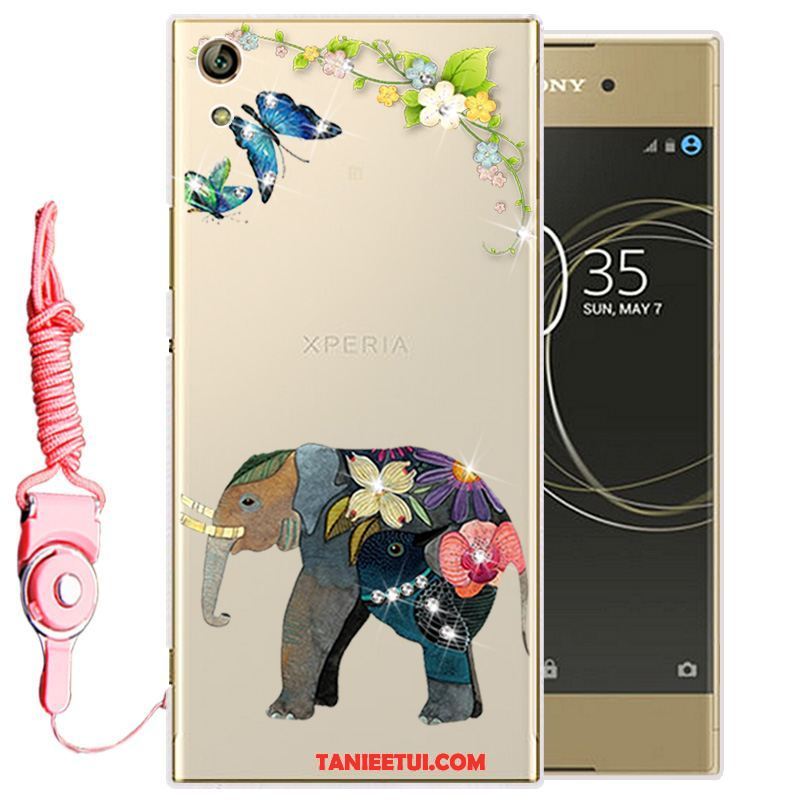 Etui Sony Xperia L1 Biały Silikonowe Ochraniacz, Futerał Sony Xperia L1 Telefon Komórkowy Miękki Rhinestone