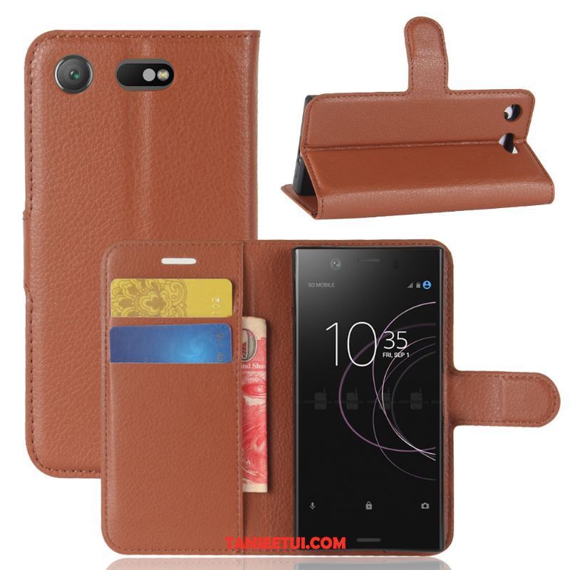 Etui Sony Xperia Xz1 Compact Wspornik Telefon Komórkowy All Inclusive, Pokrowce Sony Xperia Xz1 Compact Skórzany Futerał Ochraniacz Karta Braun