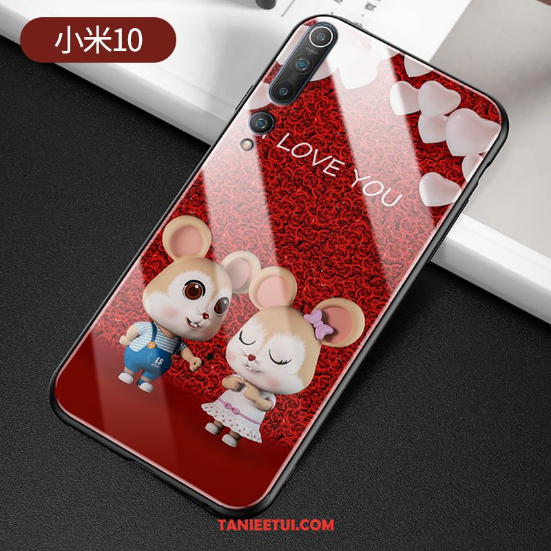 Etui Xiaomi Mi 10 Czerwony Netto Lustro Kreatywne, Obudowa Xiaomi Mi 10 Rat Osobowość Miękki Beige