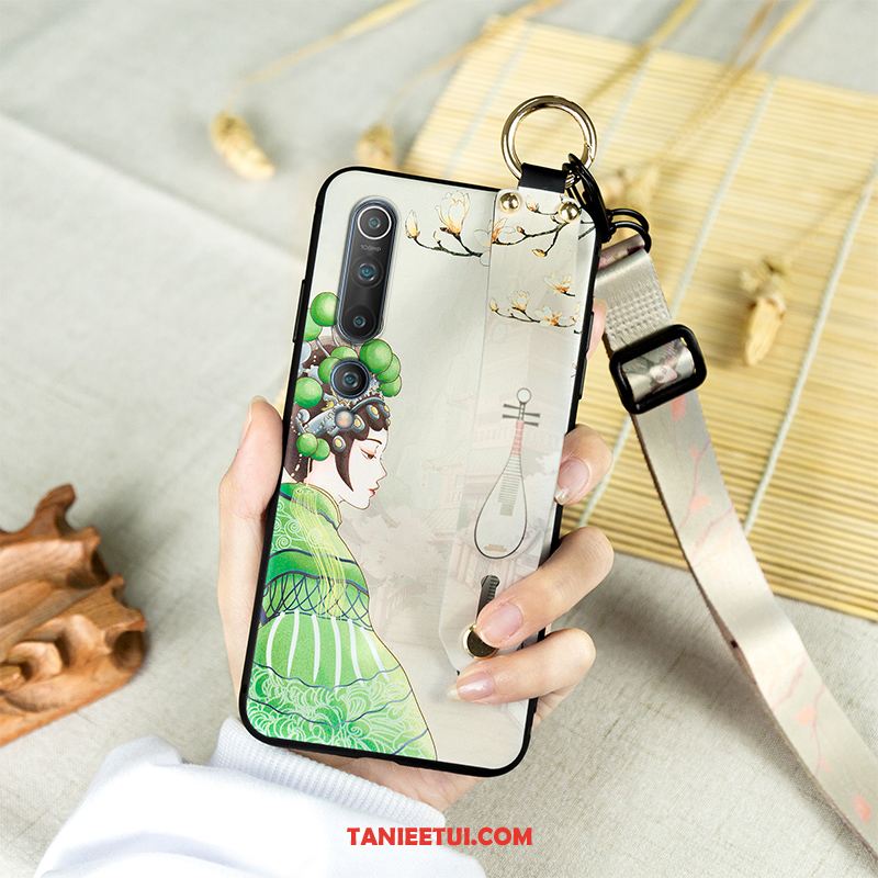 Etui Xiaomi Mi 10 Opera Pekińska All Inclusive Anti-fall, Obudowa Xiaomi Mi 10 Wiszące Ozdoby Zielony Telefon Komórkowy Beige