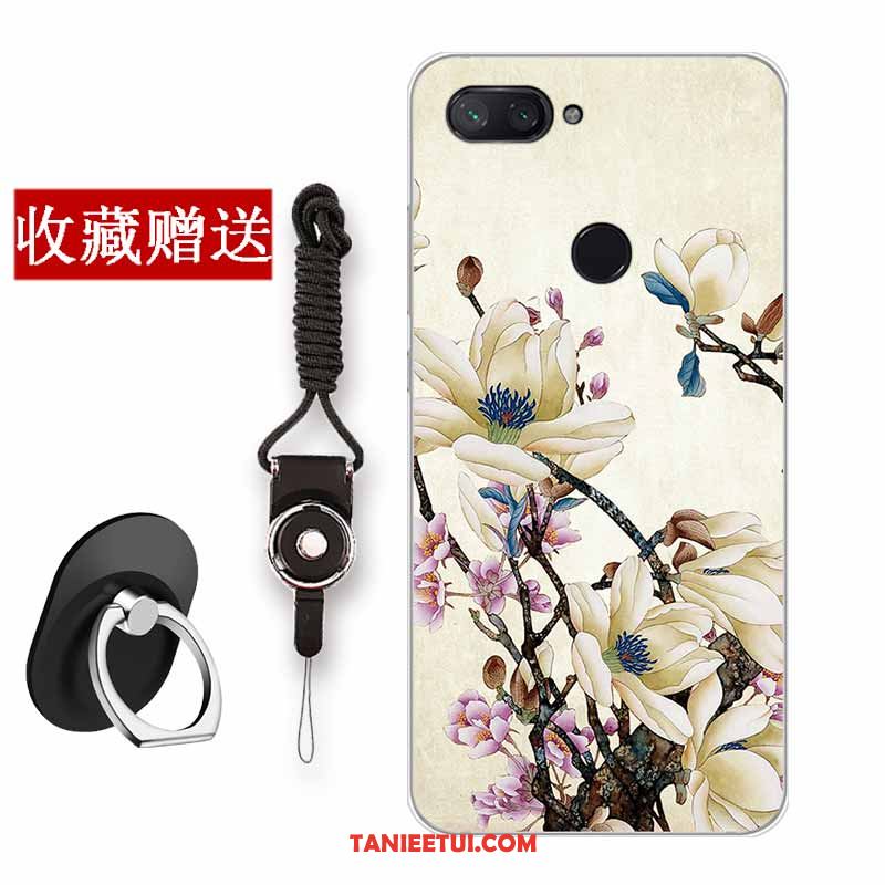 Etui Xiaomi Mi 8 Lite Czerwony Netto All Inclusive Silikonowe, Obudowa Xiaomi Mi 8 Lite Ochraniacz Kwiaty Proste Beige