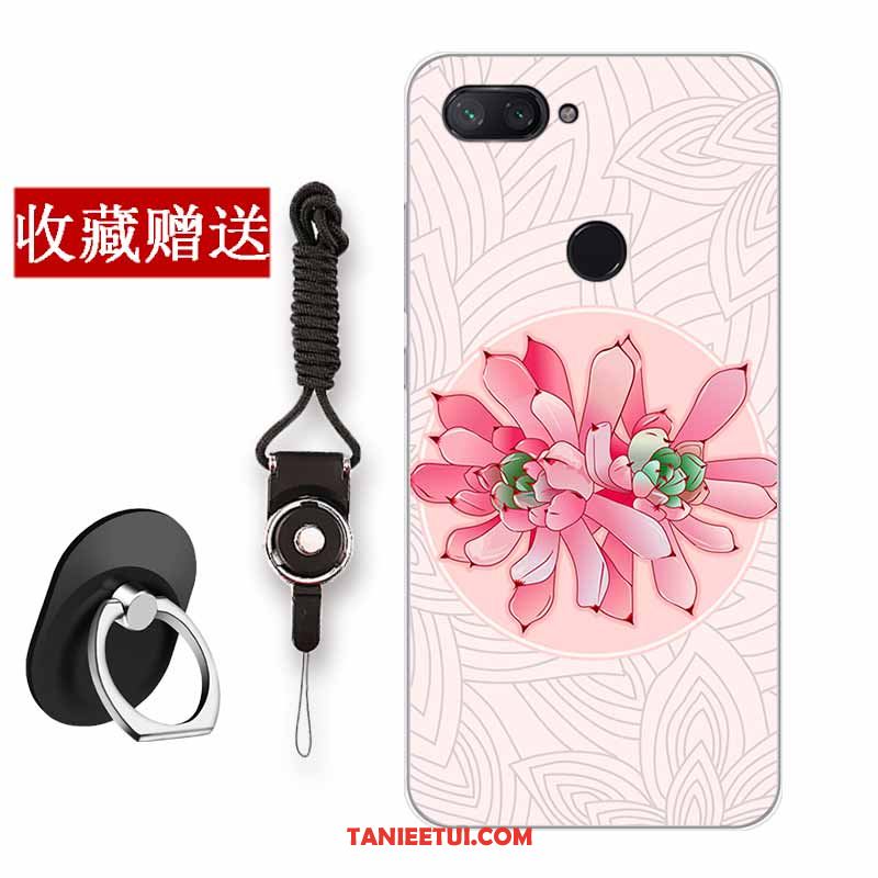 Etui Xiaomi Mi 8 Lite Czerwony Netto All Inclusive Silikonowe, Obudowa Xiaomi Mi 8 Lite Ochraniacz Kwiaty Proste Beige