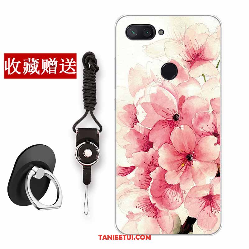 Etui Xiaomi Mi 8 Lite Czerwony Netto All Inclusive Silikonowe, Obudowa Xiaomi Mi 8 Lite Ochraniacz Kwiaty Proste Beige