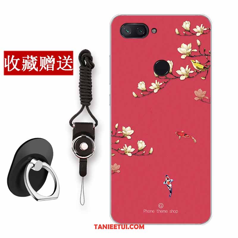 Etui Xiaomi Mi 8 Lite Czerwony Netto All Inclusive Silikonowe, Obudowa Xiaomi Mi 8 Lite Ochraniacz Kwiaty Proste Beige