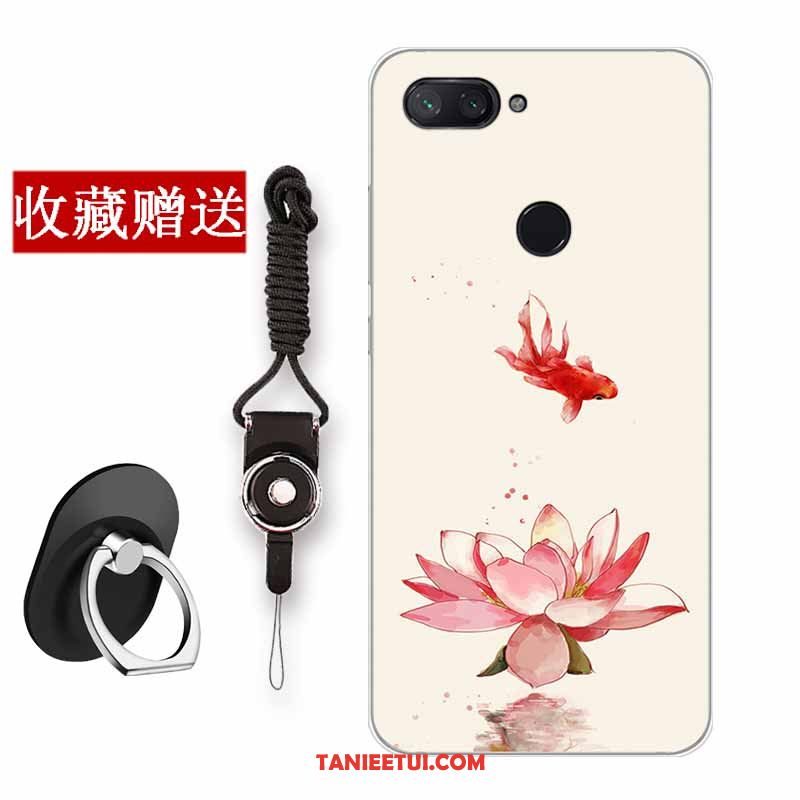 Etui Xiaomi Mi 8 Lite Czerwony Netto All Inclusive Silikonowe, Obudowa Xiaomi Mi 8 Lite Ochraniacz Kwiaty Proste Beige