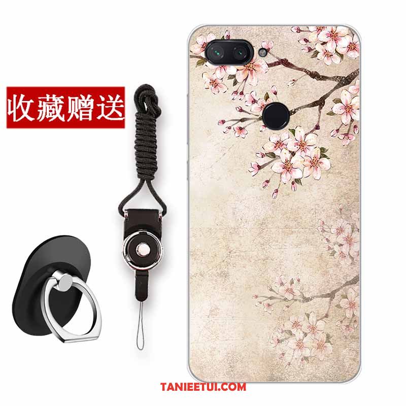 Etui Xiaomi Mi 8 Lite Czerwony Netto All Inclusive Silikonowe, Obudowa Xiaomi Mi 8 Lite Ochraniacz Kwiaty Proste Beige