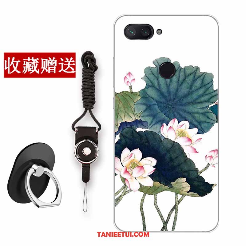 Etui Xiaomi Mi 8 Lite Czerwony Netto All Inclusive Silikonowe, Obudowa Xiaomi Mi 8 Lite Ochraniacz Kwiaty Proste Beige