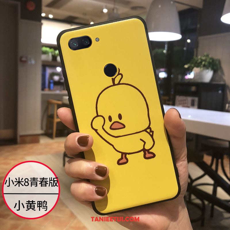 Etui Xiaomi Mi 8 Lite Miękki Nubuku Piękny, Futerał Xiaomi Mi 8 Lite Mały Kreskówka Czerwony Beige