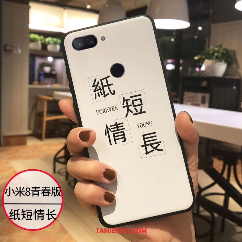 Etui Xiaomi Mi 8 Lite Miękki Nubuku Piękny, Futerał Xiaomi Mi 8 Lite Mały Kreskówka Czerwony Beige