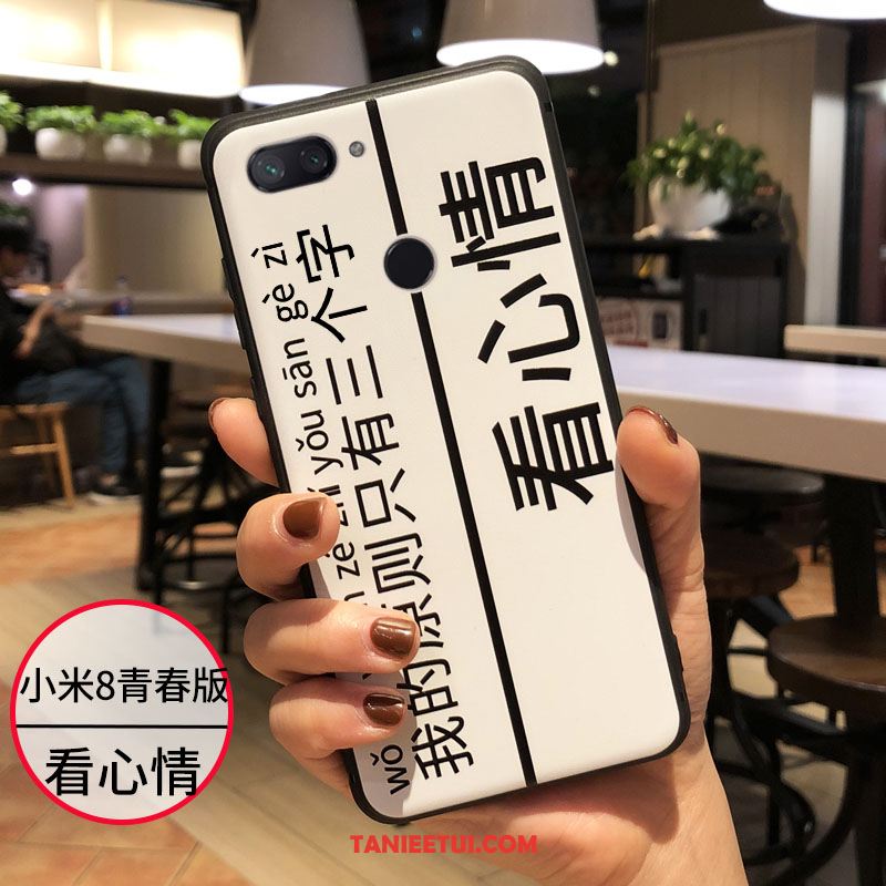 Etui Xiaomi Mi 8 Lite Miękki Nubuku Piękny, Futerał Xiaomi Mi 8 Lite Mały Kreskówka Czerwony Beige