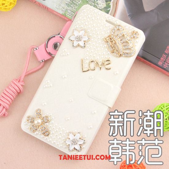 Etui Xiaomi Mi 8 Lite Rhinestone Nowy Anti-fall, Obudowa Xiaomi Mi 8 Lite Skórzany Futerał Czerwony Telefon Komórkowy Beige