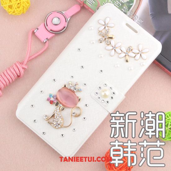 Etui Xiaomi Mi 8 Lite Rhinestone Nowy Anti-fall, Obudowa Xiaomi Mi 8 Lite Skórzany Futerał Czerwony Telefon Komórkowy Beige