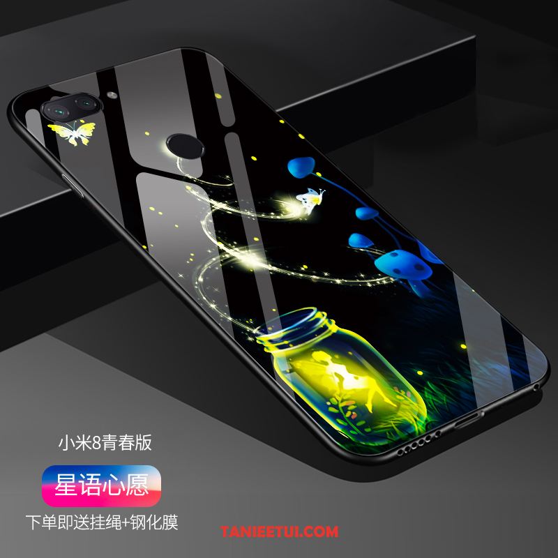 Etui Xiaomi Mi 8 Lite Szkło Miękki Żółty, Futerał Xiaomi Mi 8 Lite Młodzież Kreatywne Wzór Beige