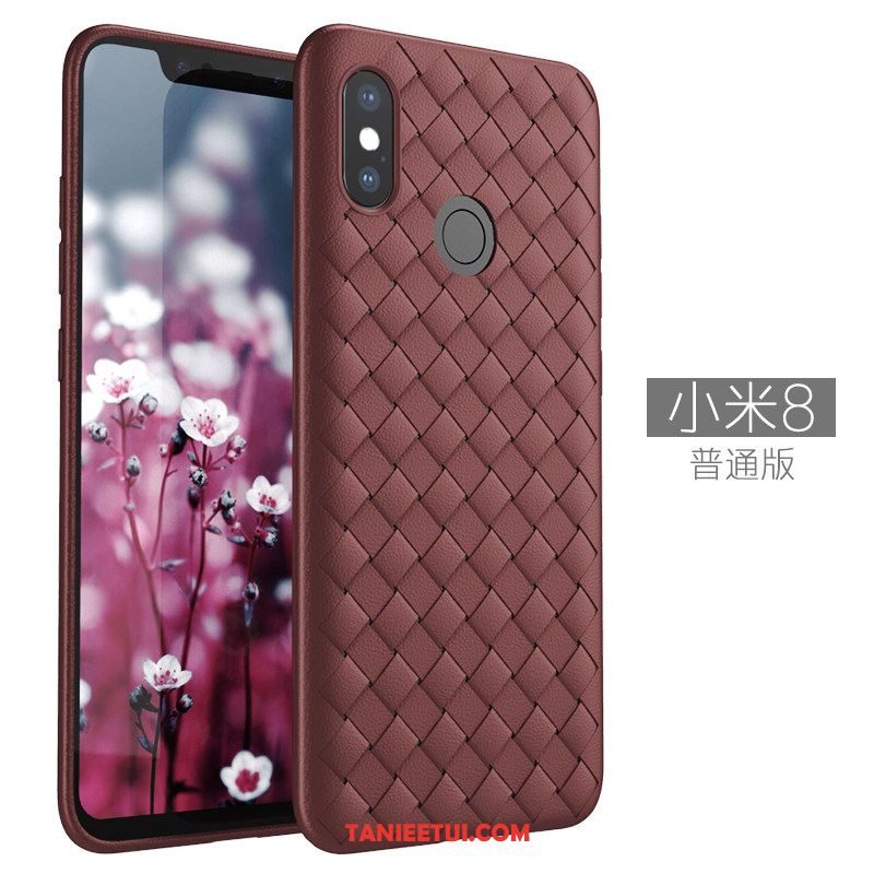 Etui Xiaomi Mi 8 Oddychające Przeplatane Wzór, Futerał Xiaomi Mi 8 Telefon Komórkowy Antypoślizgowe Skóra Beige