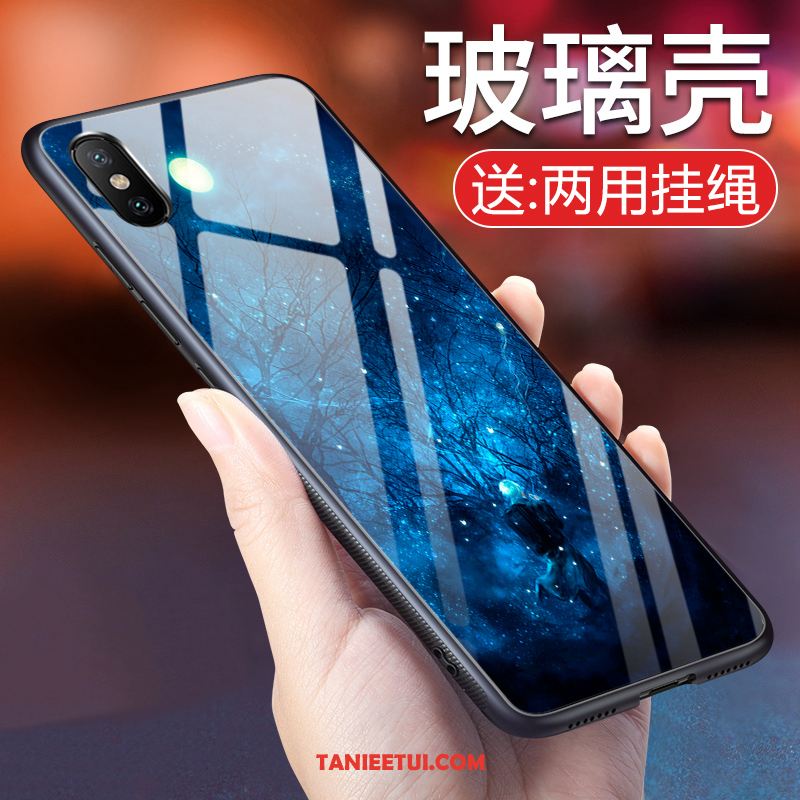 Etui Xiaomi Mi 8 Pro Kreatywne Silikonowe Mały, Obudowa Xiaomi Mi 8 Pro Ciemno Niebieski Szkło Osobowość Beige