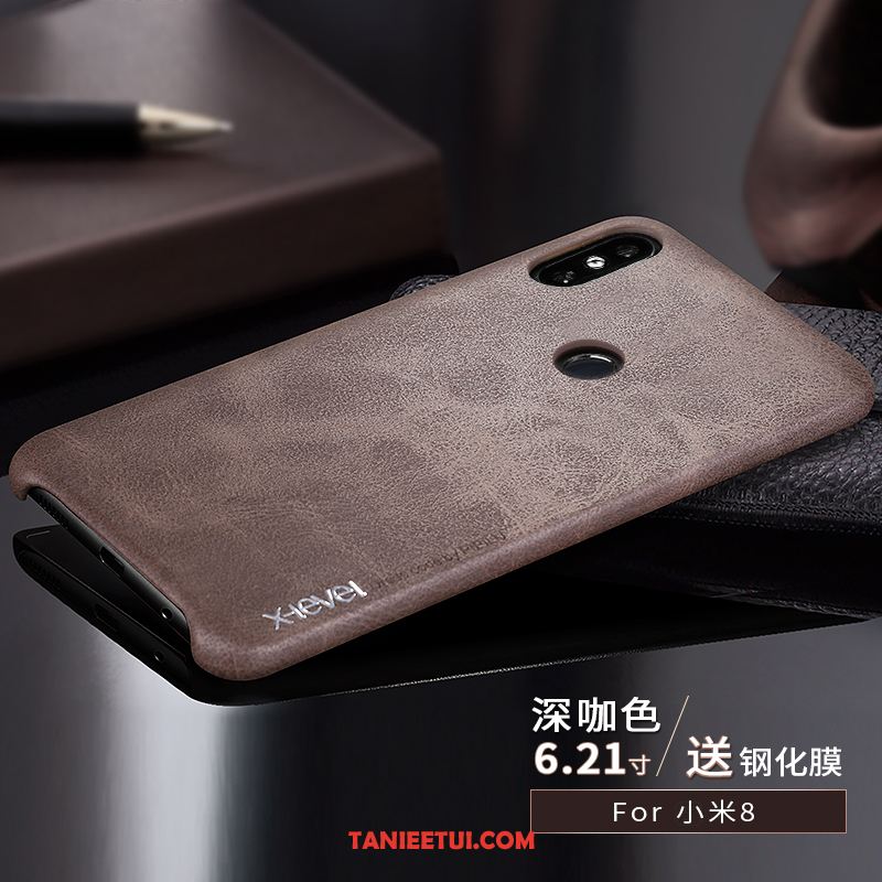 Etui Xiaomi Mi 8 Skóra Akcesoria Anti-fall, Obudowa Xiaomi Mi 8 Ochraniacz Cienkie Czarny Beige