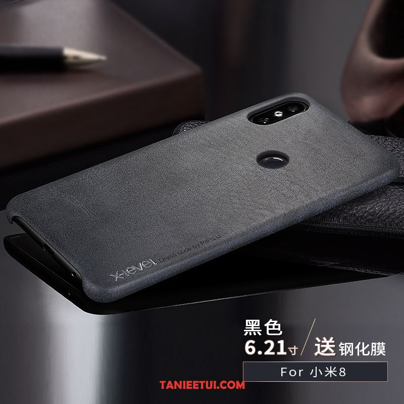 Etui Xiaomi Mi 8 Skóra Akcesoria Anti-fall, Obudowa Xiaomi Mi 8 Ochraniacz Cienkie Czarny Beige