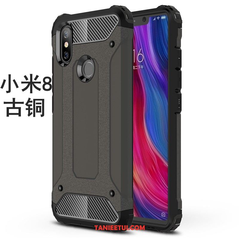 Etui Xiaomi Mi 8 Szary Kreatywne Proste, Obudowa Xiaomi Mi 8 Telefon Komórkowy Mały Nubuku Beige