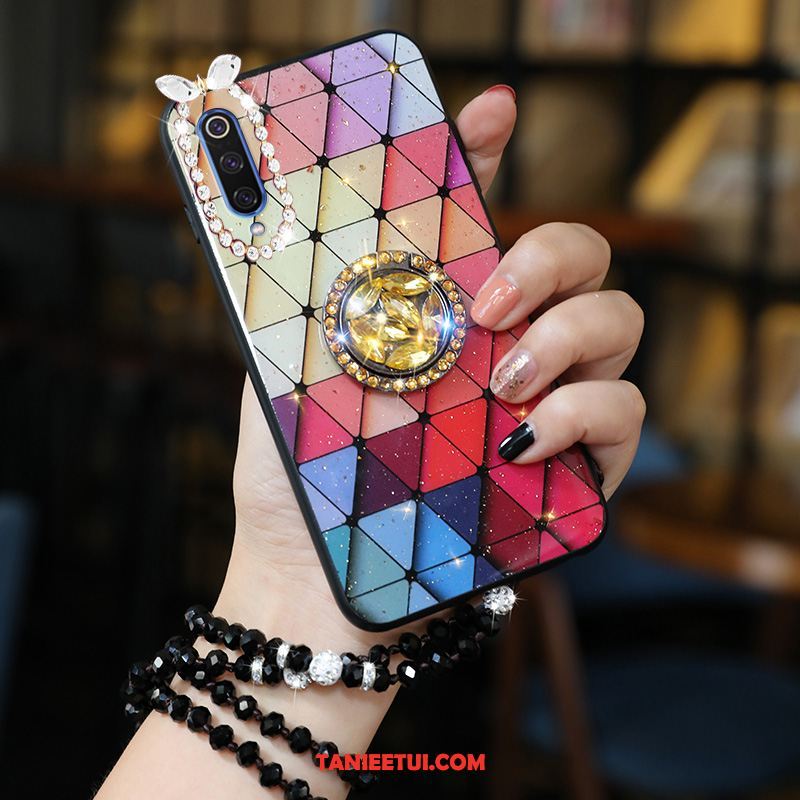 Etui Xiaomi Mi 9 Lite Luksusowy Kreatywne Rhinestone, Obudowa Xiaomi Mi 9 Lite Telefon Komórkowy Czerwony Miękki Beige