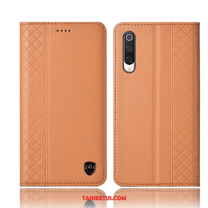 Etui Xiaomi Mi 9 Lite Mały Telefon Komórkowy W Kratę, Obudowa Xiaomi Mi 9 Lite Anti-fall Prawdziwa Skóra Czerwony Beige