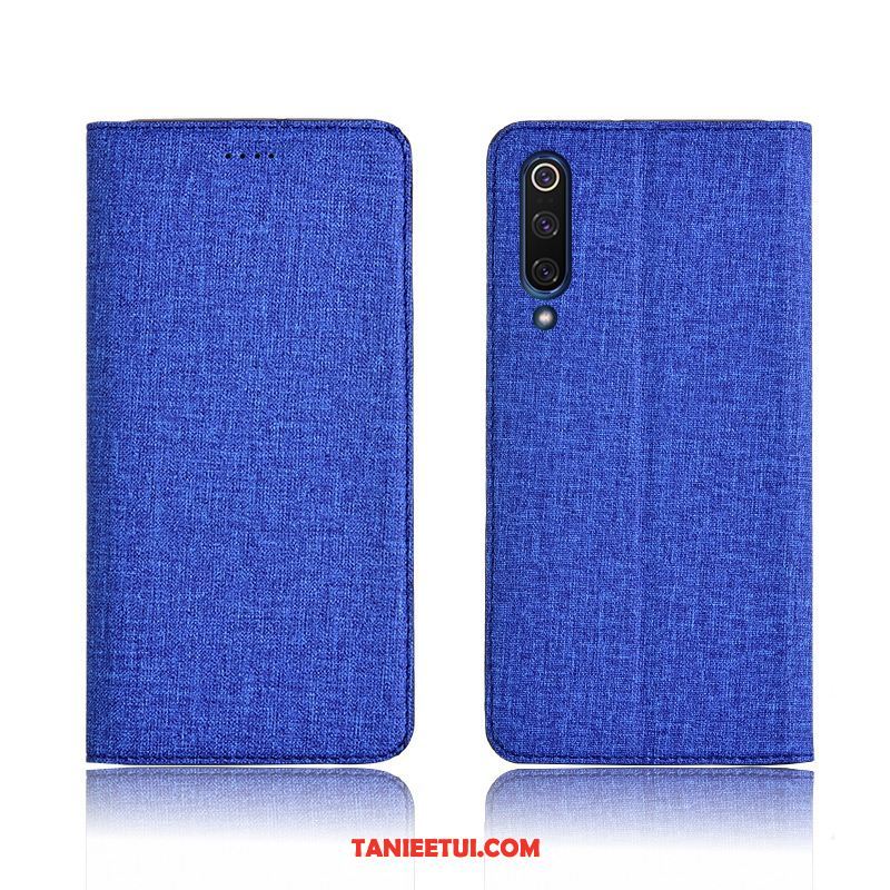 Etui Xiaomi Mi 9 Lite Niebieski Ochraniacz Miękki, Futerał Xiaomi Mi 9 Lite Skórzany Bawełna I Len Telefon Komórkowy Beige