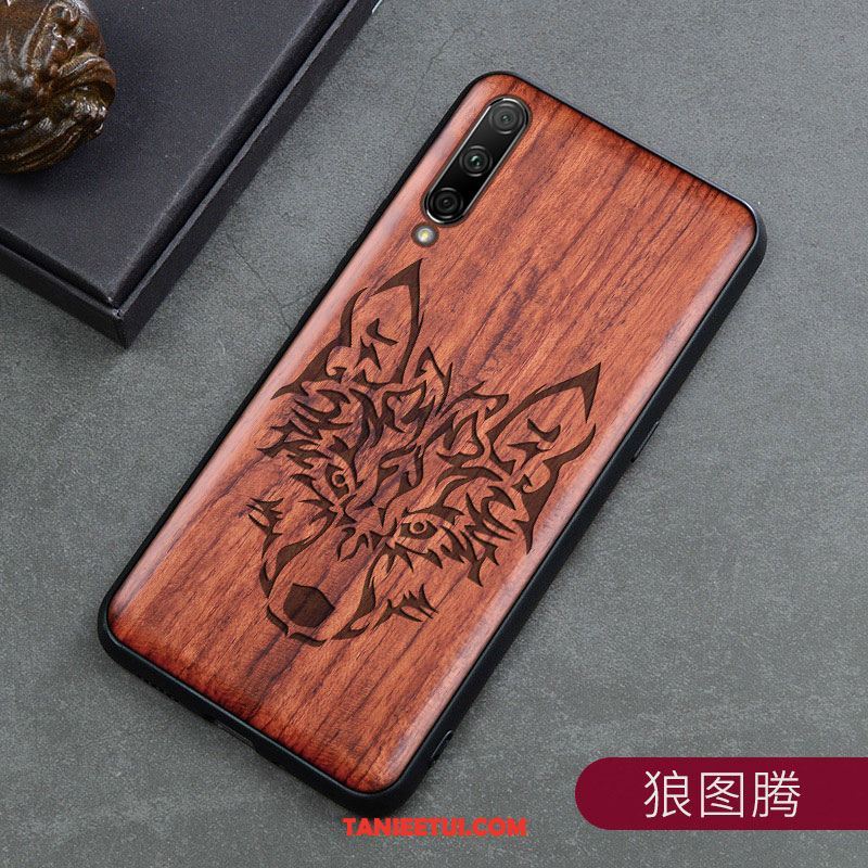 Etui Xiaomi Mi A3 Drewniany Z Litego Drewna Rzeźba, Futerał Xiaomi Mi A3 Mały All Inclusive Ochraniacz Beige