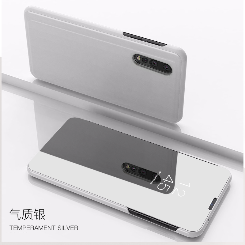 Etui Xiaomi Mi A3 Skórzany Lustro Mały, Futerał Xiaomi Mi A3 Niebieski All Inclusive Tendencja Beige