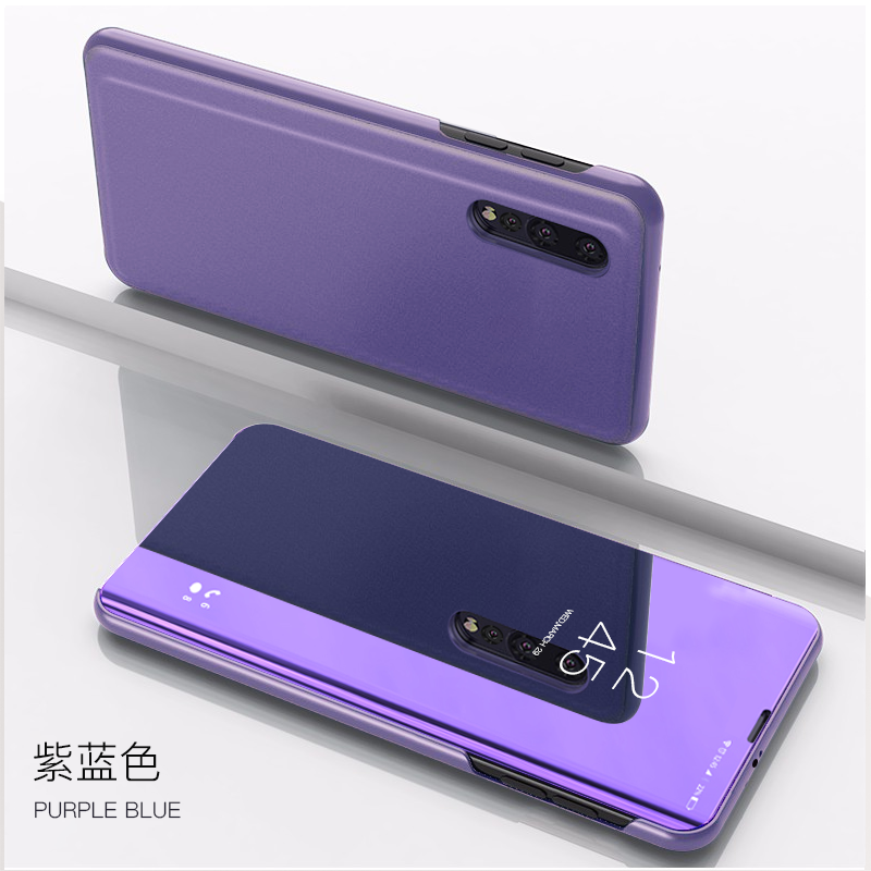 Etui Xiaomi Mi A3 Skórzany Lustro Mały, Futerał Xiaomi Mi A3 Niebieski All Inclusive Tendencja Beige
