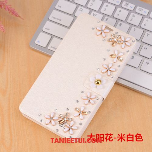 Etui Xiaomi Mi Max 2 Mały Skórzany Futerał Ochraniacz, Pokrowce Xiaomi Mi Max 2 Telefon Komórkowy Różowe Rhinestone Beige