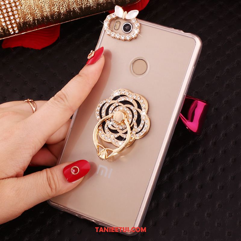 Etui Xiaomi Mi Max 2 Przezroczysty Mały Rhinestone, Futerał Xiaomi Mi Max 2 Złoto Miękki Wspornik Beige