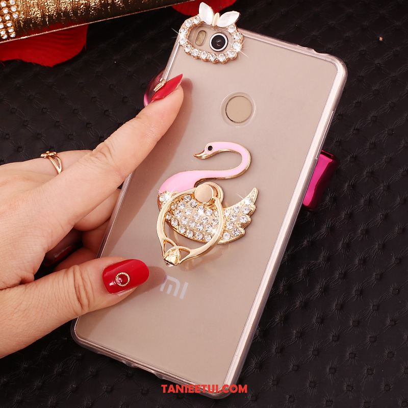 Etui Xiaomi Mi Max 2 Przezroczysty Mały Rhinestone, Futerał Xiaomi Mi Max 2 Złoto Miękki Wspornik Beige