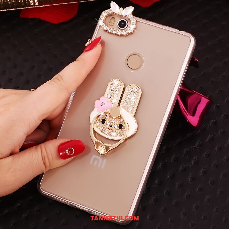 Etui Xiaomi Mi Max 2 Przezroczysty Mały Rhinestone, Futerał Xiaomi Mi Max 2 Złoto Miękki Wspornik Beige