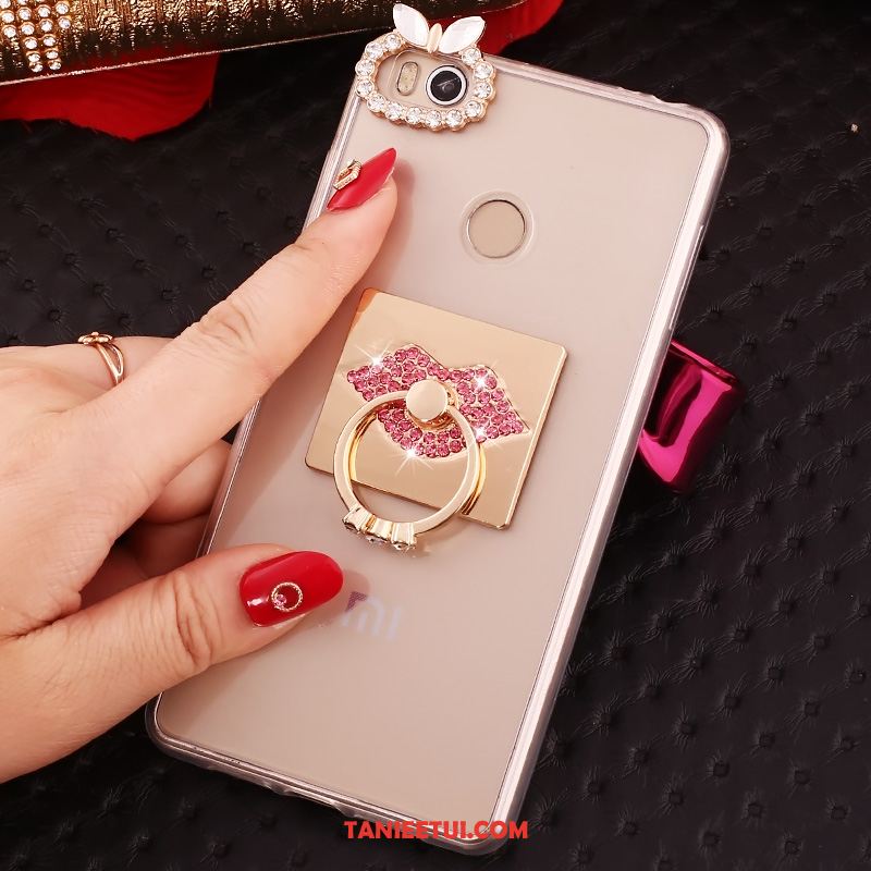 Etui Xiaomi Mi Max 2 Przezroczysty Mały Rhinestone, Futerał Xiaomi Mi Max 2 Złoto Miękki Wspornik Beige