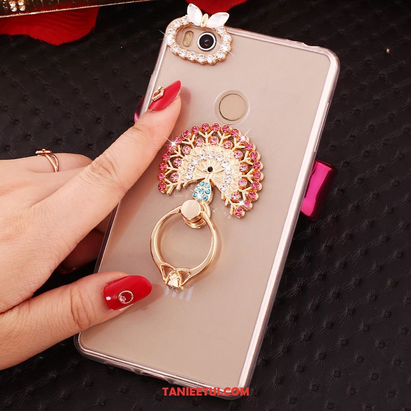 Etui Xiaomi Mi Max 2 Przezroczysty Mały Rhinestone, Futerał Xiaomi Mi Max 2 Złoto Miękki Wspornik Beige