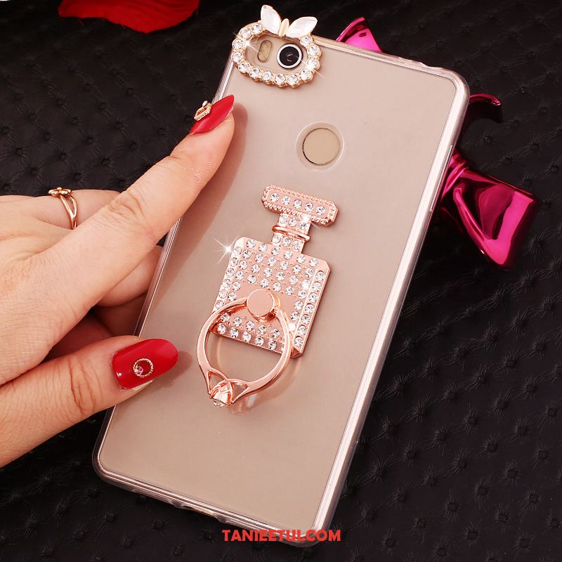 Etui Xiaomi Mi Max 2 Przezroczysty Mały Rhinestone, Futerał Xiaomi Mi Max 2 Złoto Miękki Wspornik Beige