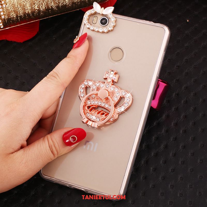 Etui Xiaomi Mi Max 2 Przezroczysty Mały Rhinestone, Futerał Xiaomi Mi Max 2 Złoto Miękki Wspornik Beige