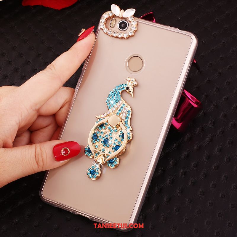 Etui Xiaomi Mi Max 2 Przezroczysty Mały Rhinestone, Futerał Xiaomi Mi Max 2 Złoto Miękki Wspornik Beige