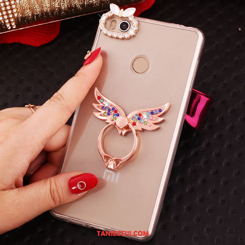 Etui Xiaomi Mi Max 2 Przezroczysty Mały Rhinestone, Futerał Xiaomi Mi Max 2 Złoto Miękki Wspornik Beige