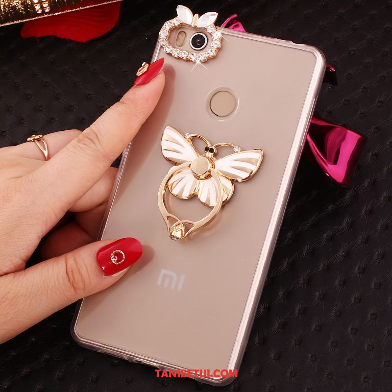 Etui Xiaomi Mi Max 2 Przezroczysty Mały Rhinestone, Futerał Xiaomi Mi Max 2 Złoto Miękki Wspornik Beige