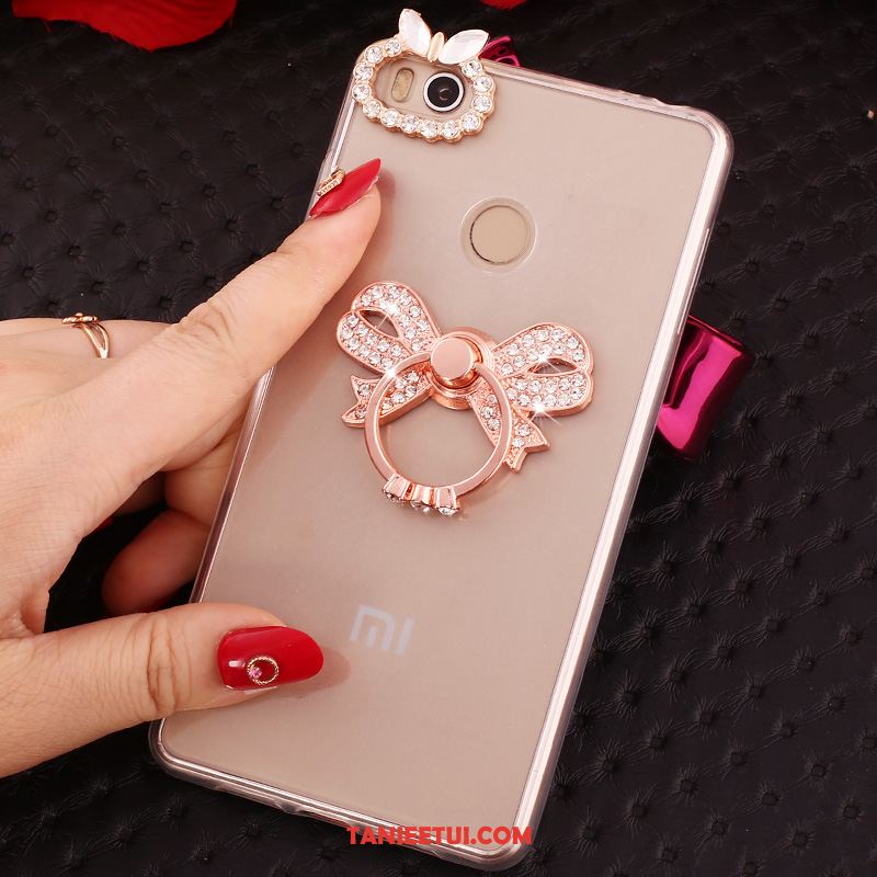 Etui Xiaomi Mi Max 2 Przezroczysty Mały Rhinestone, Futerał Xiaomi Mi Max 2 Złoto Miękki Wspornik Beige